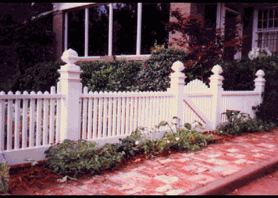 Short height white washed decorative fencing