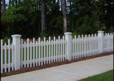 Low height white washed decorative fencing